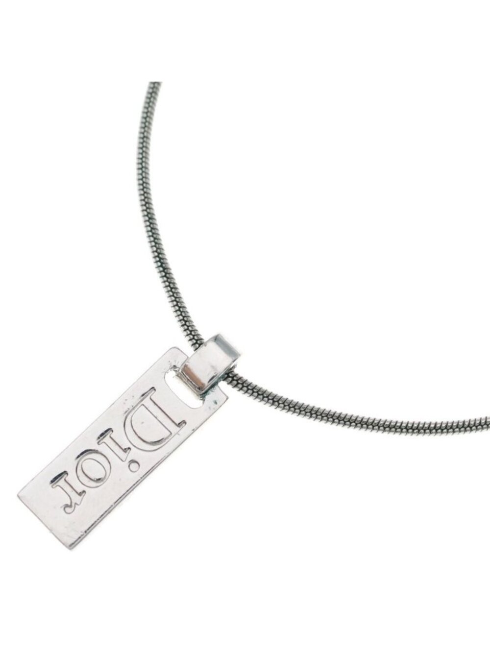 Dior Logo Bar Pendant Snake Chain Silver - Picture 1 of 6